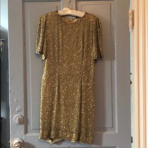Heavy Gold beaded silk dress
